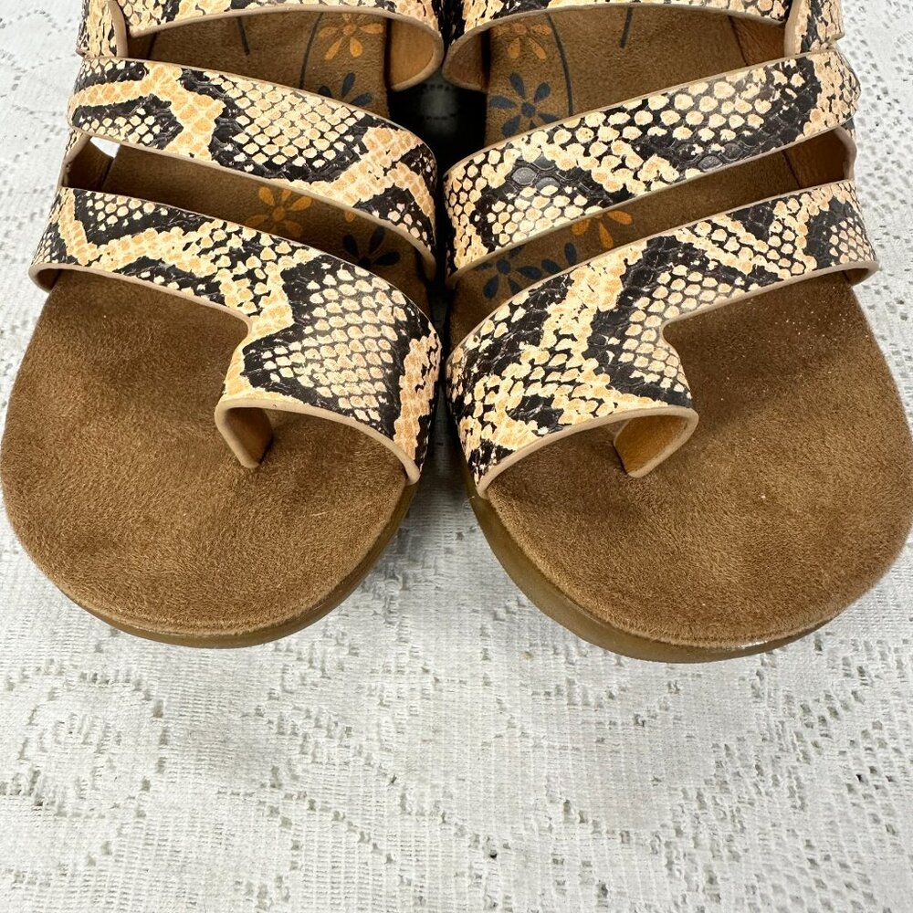 Baretrap Brown Python Snake Pattern Wedge Sandals… - image 5